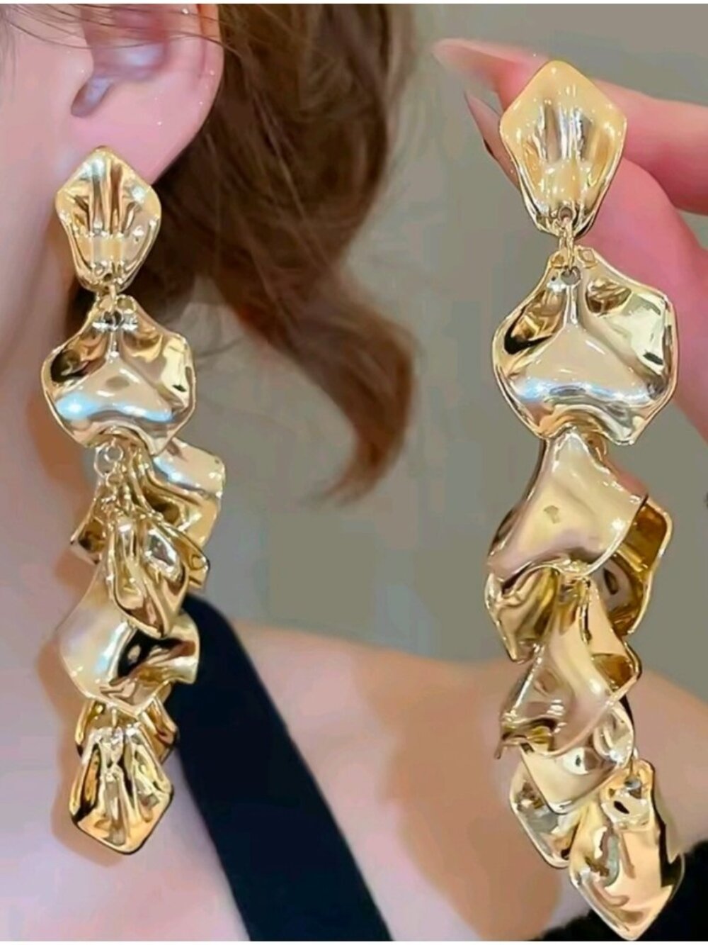 Sculpted Gold Cascade Earrings